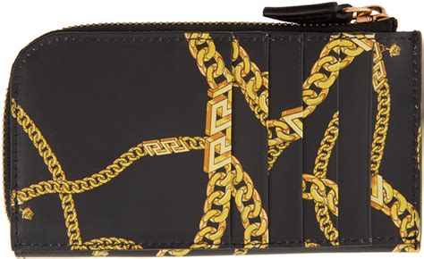 versace black chain print card holder|Versace black chain print card holder. Box, dust bg .